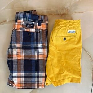 Janie and Jack Blue and Orange Plaid Shorts